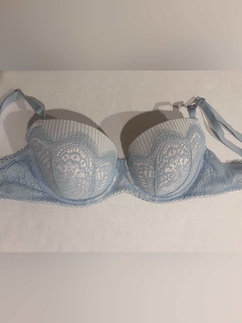 NWT Victoria's Secret 36D Dream Angels Lined Demi Blue Lace Padded Underwire Bra